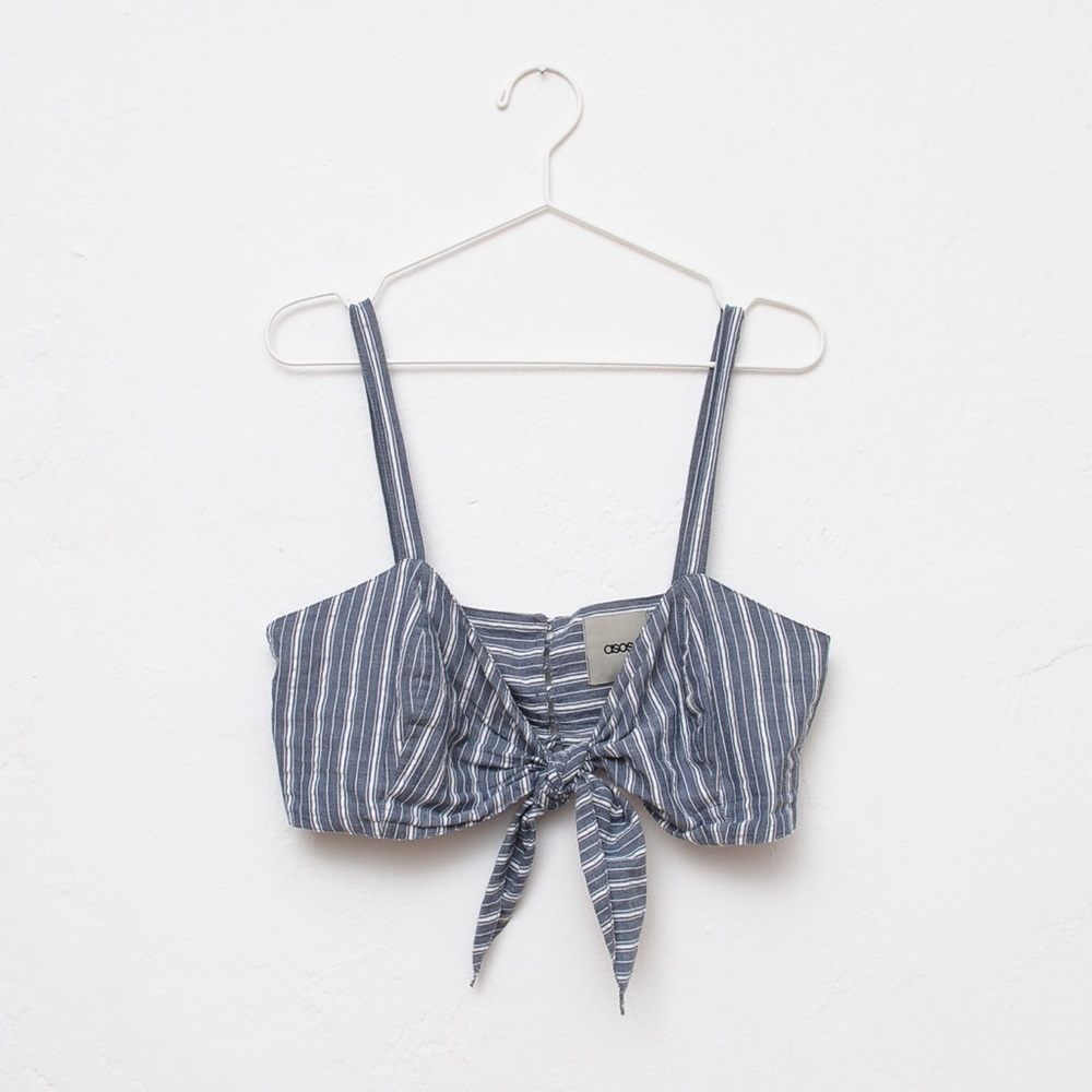 ASOS Stripe Tie Front Crop Top